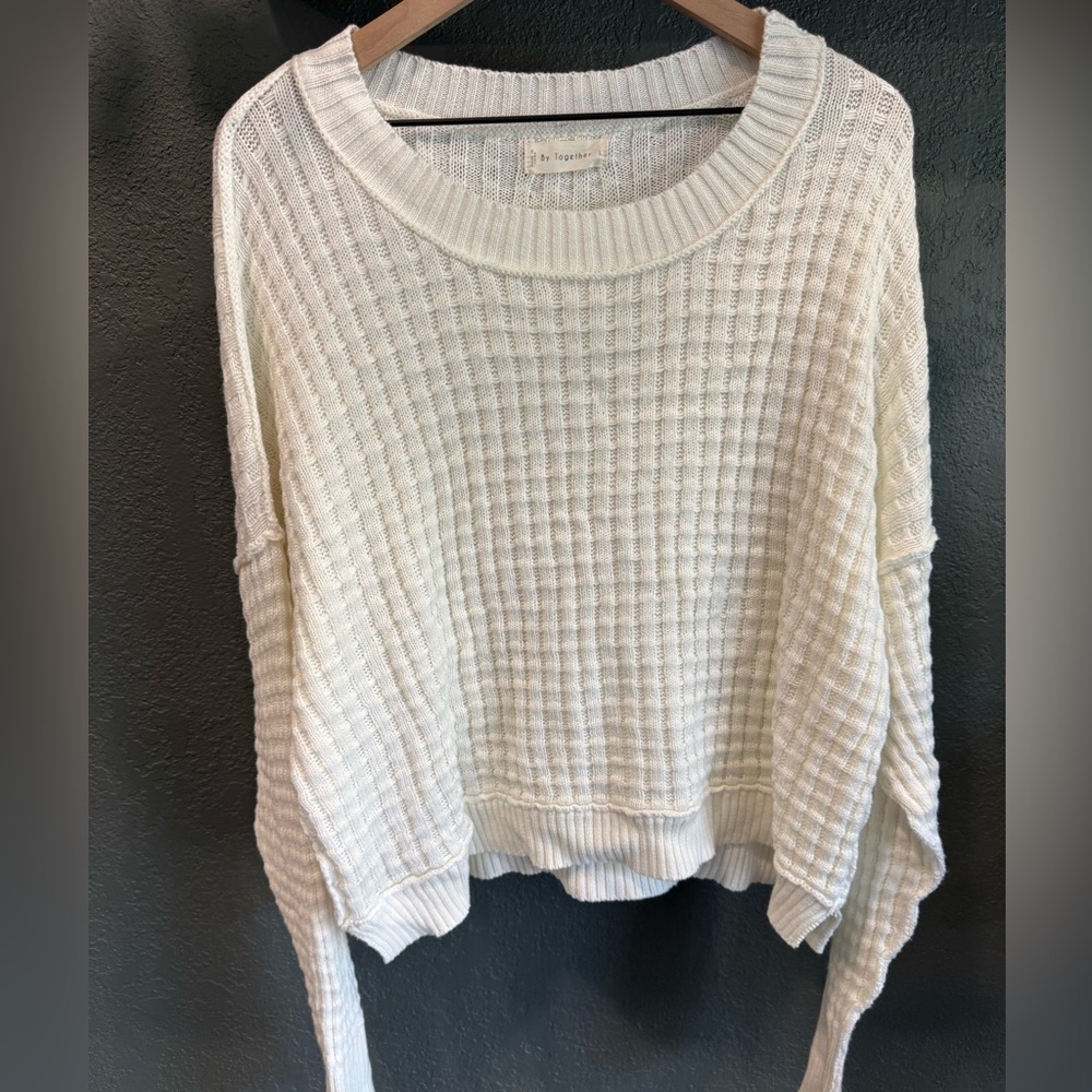 Cream Waffle Knit Sweater